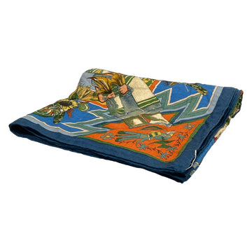 Hermes Carre Orange Navy Multi Cashmere