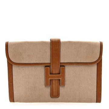 Hermes Peau Porc Toile Jige Pm Clutch