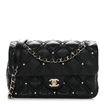 Chanel Lambskin Quilted Pearl Studded