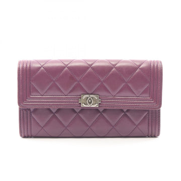 Chanel Boy Bifold Long Wallet Lambskin