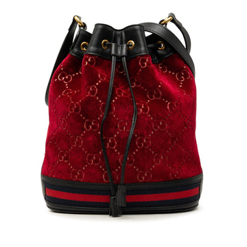 Gucci Gg Velvet Web Bucket Pre-Loved Bag