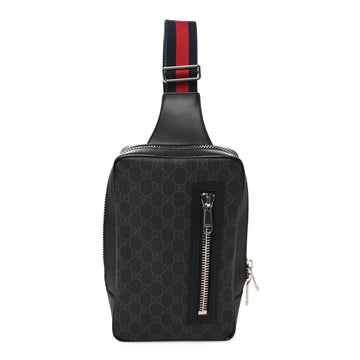 Gucci Gg Supreme Web Belt Bag Black Grey