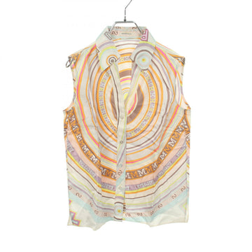 Hermes Print Sleeveless Shirt Blouse #38