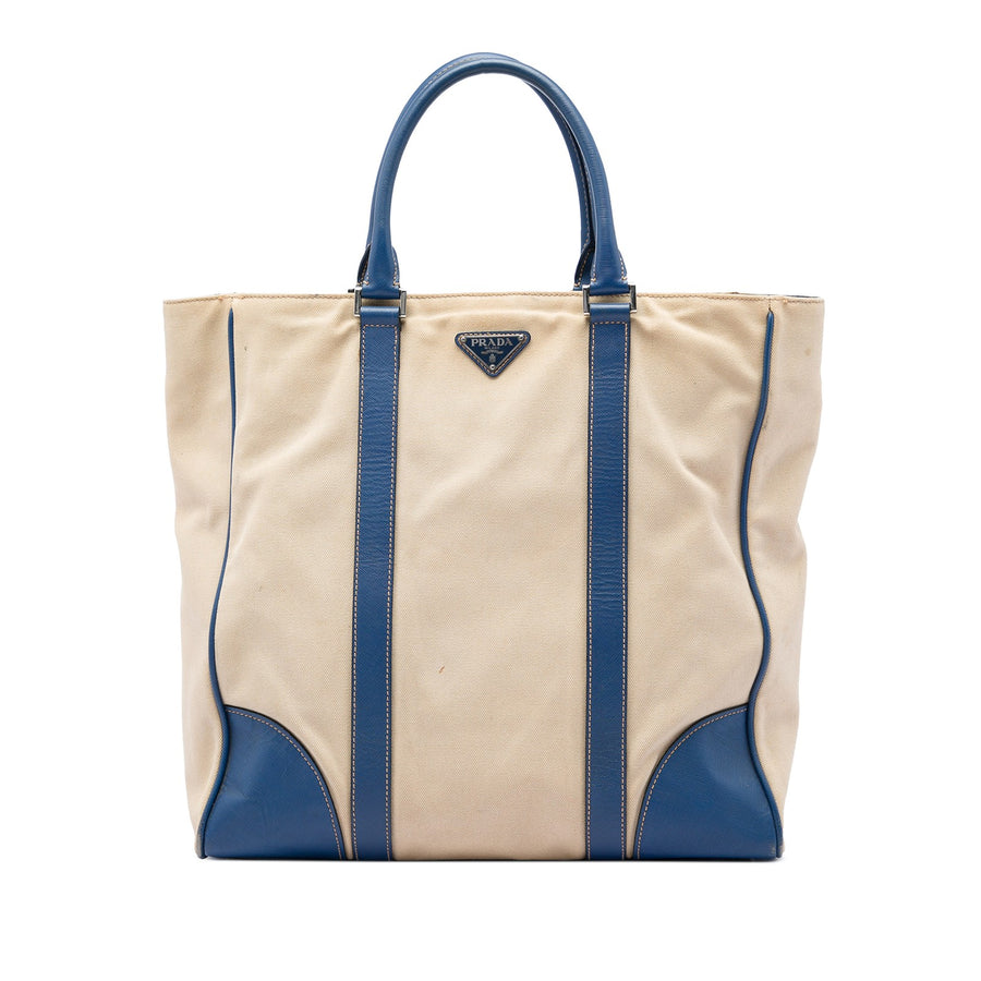 Prada Saffiano Trimmed Canvas Tote Pre-