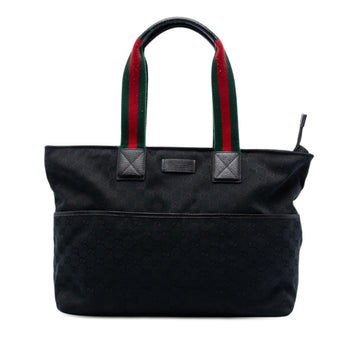 Gucci Gg Canvas Web Tote Pre-Loved Black