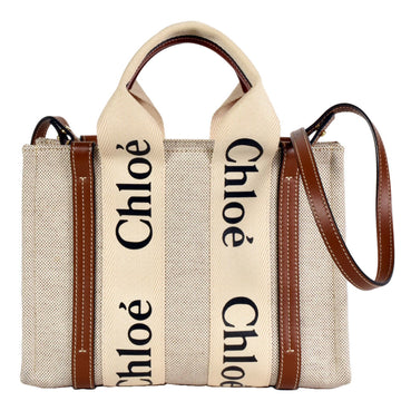 Chloe Woody Convertible Tote Canvas With