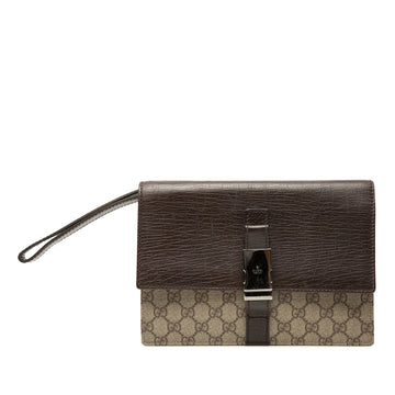 Gucci Gg Supreme Clutch Pre-Loved Beige