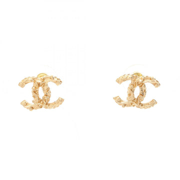 Chanel Coco Mark Pierced Earrings Gold