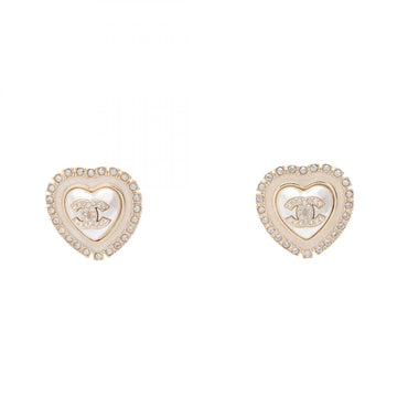 Chanel Coco Mark Heart Pierced Earrings