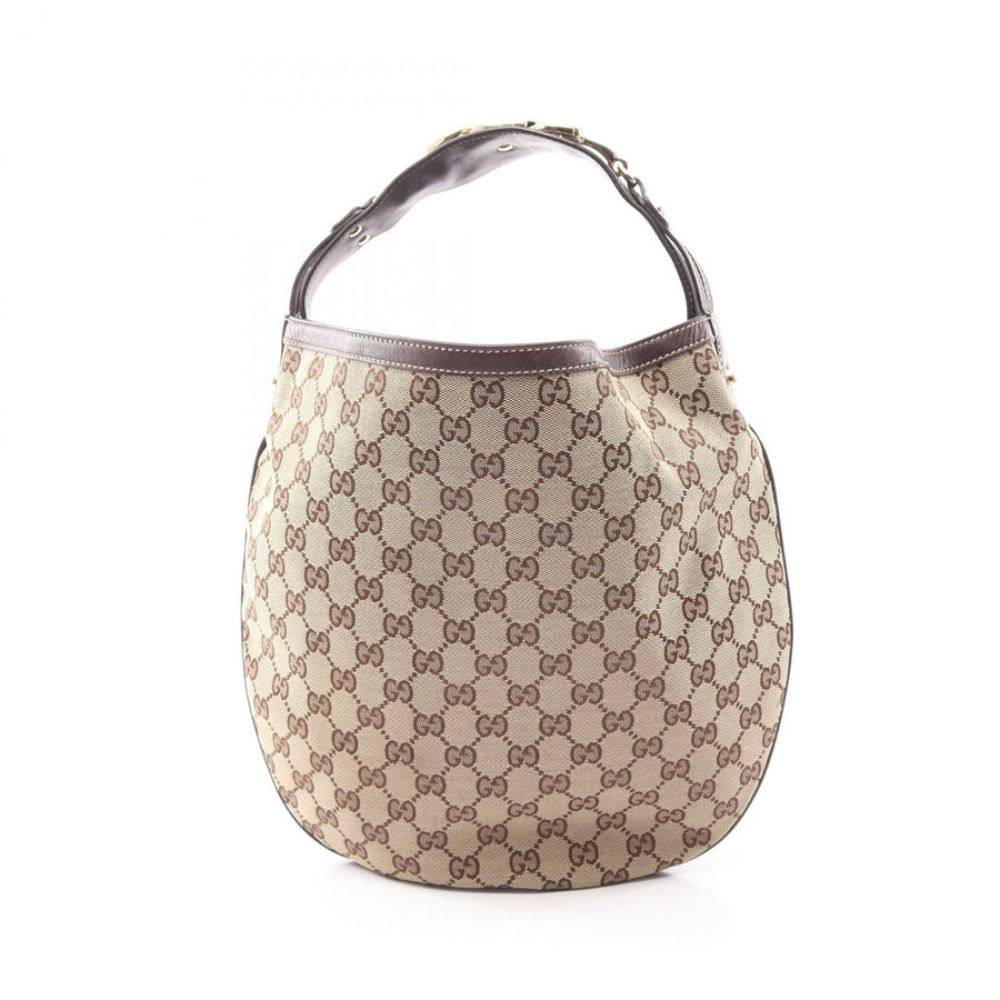 Gucci Gg Canvas Horsebit Handbag Leather