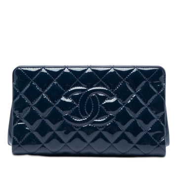 Chanel Cc Quilted Patent Timeless Clutch