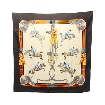 Hermes Carre90 Jumping Scarf Silk Brown