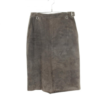 Hermes Suede Skirt Leather Gray