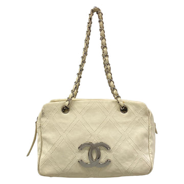 Chanel Diamond Stitch Cream Leather