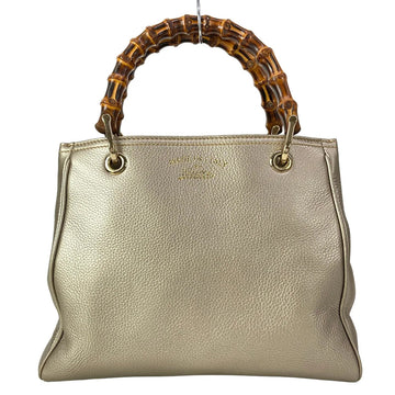Gucci Bamboo Shopper Gold Brown Leather