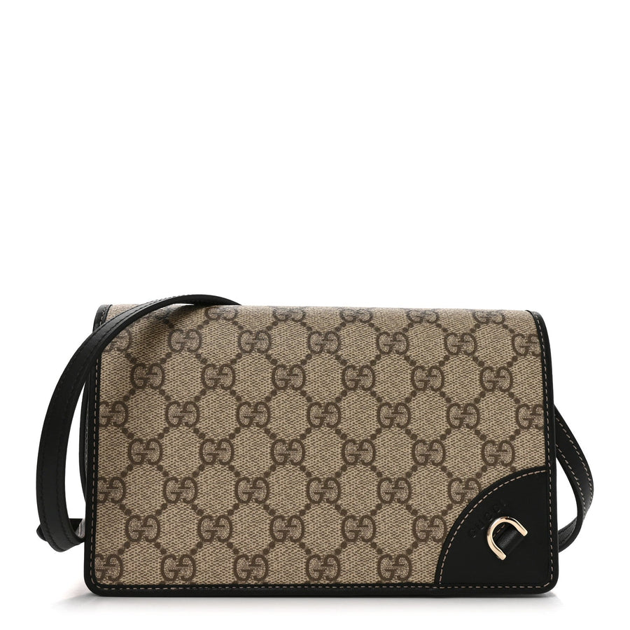 Gucci Gg Emblem Wallet With Strap Beige