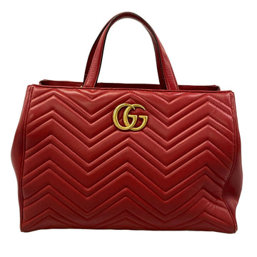 Gucci Gg Marmont Red Leather Tote Bag