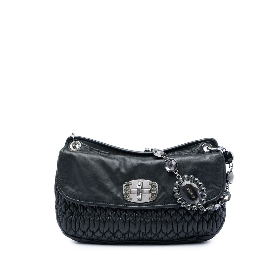 Miu Matelasse Nappa Crystal Flap