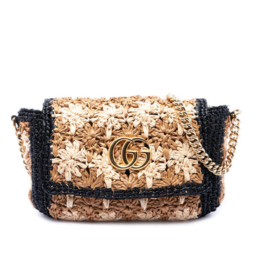 Gucci Small Gg Marmont Raffia Crossbody