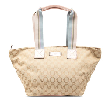 Gucci Gg Canvas Web Tote Pre-Loved Pink