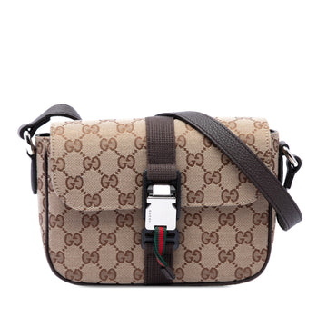 Gucci Gg Canvas Web Buckle Flap