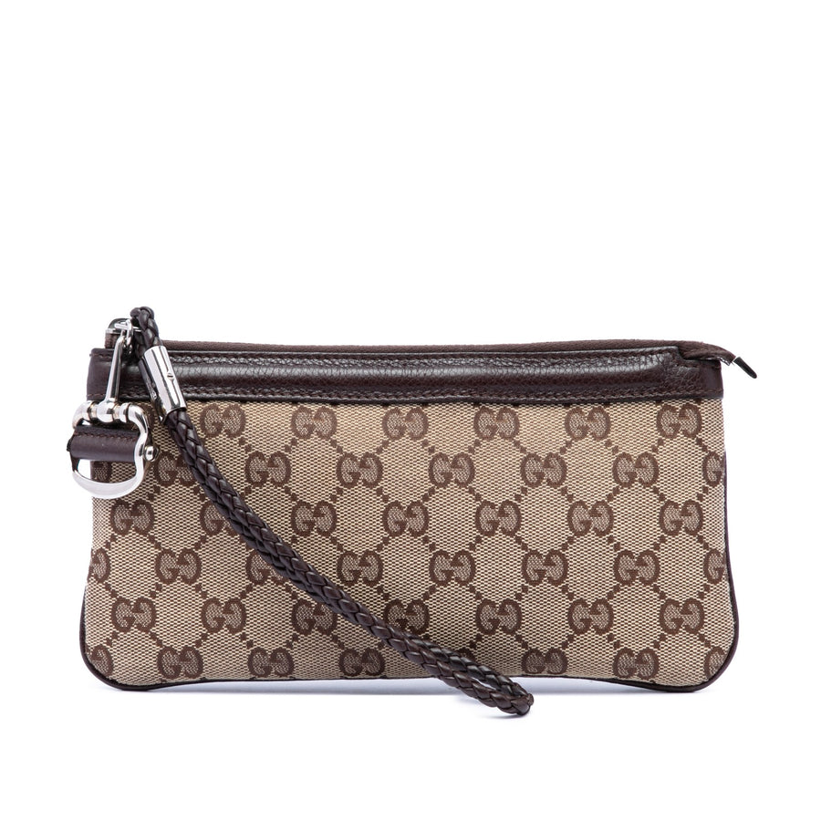 Gucci Gg Canvas Horsebit Wristlet