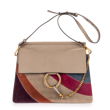 Chloe Faye Shoulder Bag Stitched Suede