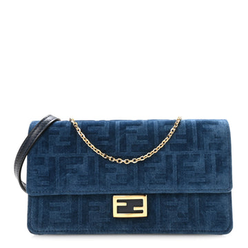 Fendi Flocked Denim Ff Wallet On Chain