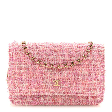 Chanel Tweed Quilted Wallet On Chain Woc