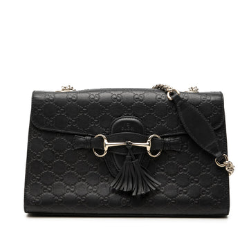 Emily Chain Flap Bag Guccissima Leather