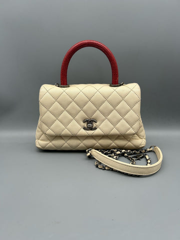 Chanel Coco Handle Small White Leather