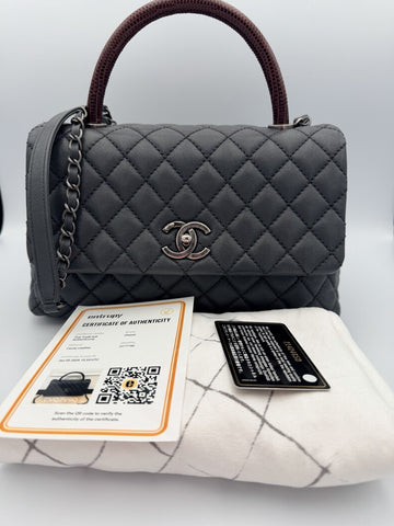 Chanel Coco Top Lizard Handle Caviar