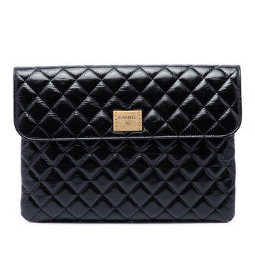 Chanel Cc Quilted Patent Flap Clutch
