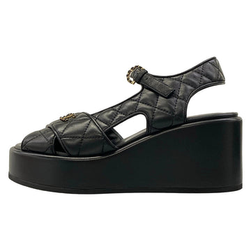 Chanel Black Leather Women's Sandals