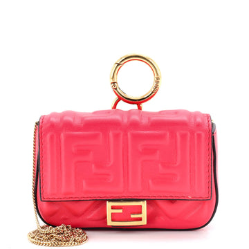 Fendi Chain Baguette Charm Bag Zucca