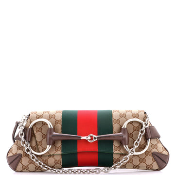 Gucci Horsebit Web Chain Clutch Gg