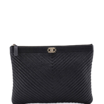Chanel Boy O Case Clutch Chevron Caviar