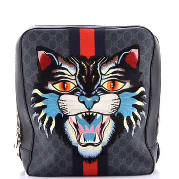 Gucci Angry Cat Web Backpack Gg Coated