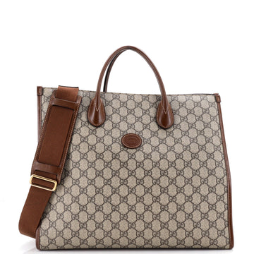 Gucci Structured Top Handle Open Tote Gg