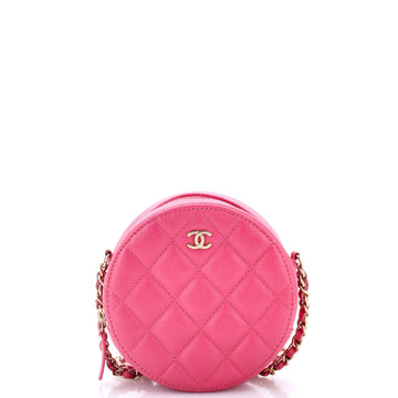 Chanel Round Clutch With Chain Quilted