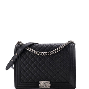 Chanel Boy Flap Bag Quilted Caviar New