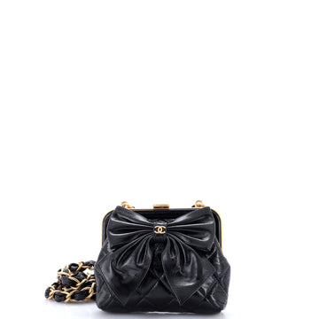 Chanel Bow Frame Clutch With Chain