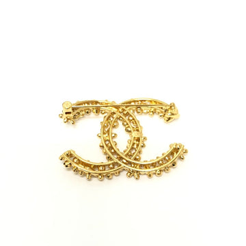 Chanel Cc Logo Flower Brooch Gold-Tone