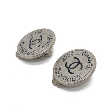 Chanel Cc Logo Clip-On Earrings Silver-