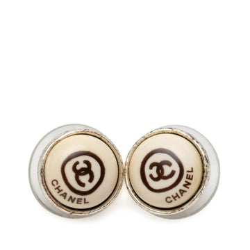 Chanel Cc Logo Stud Earrings Silver-Tone