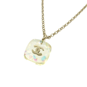 Chanel Cc Logo Pendant Necklace Silver-