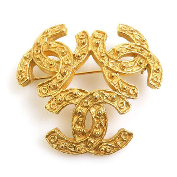 Chanel Cc Logo Brooch Gold-Tone Metal