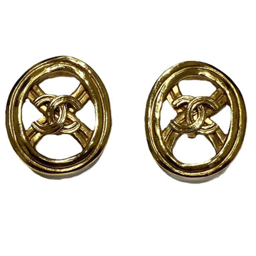 Chanel Cc Logo Clip-On Earrings Gold-