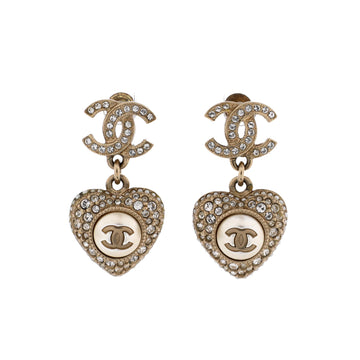 Chanel Cc Heart Drop Earrings Metal With