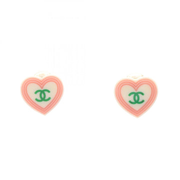 Chanel Cc Logo Heart Clip-On Earrings